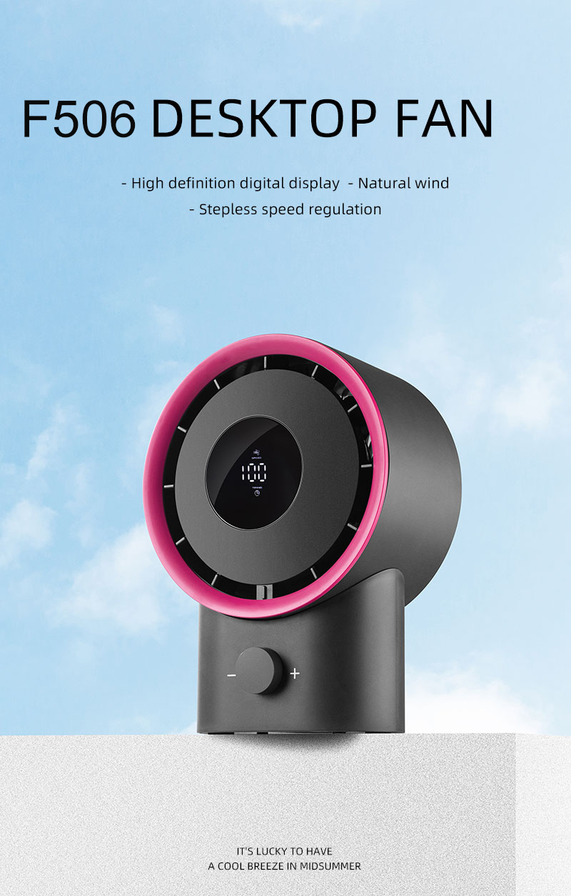 F506 Cover Removable High Speed Motor 100-level Adjustable Strong Wind Air Cooling Fan With Display Rechargeable Desktop Cooler - Image 2