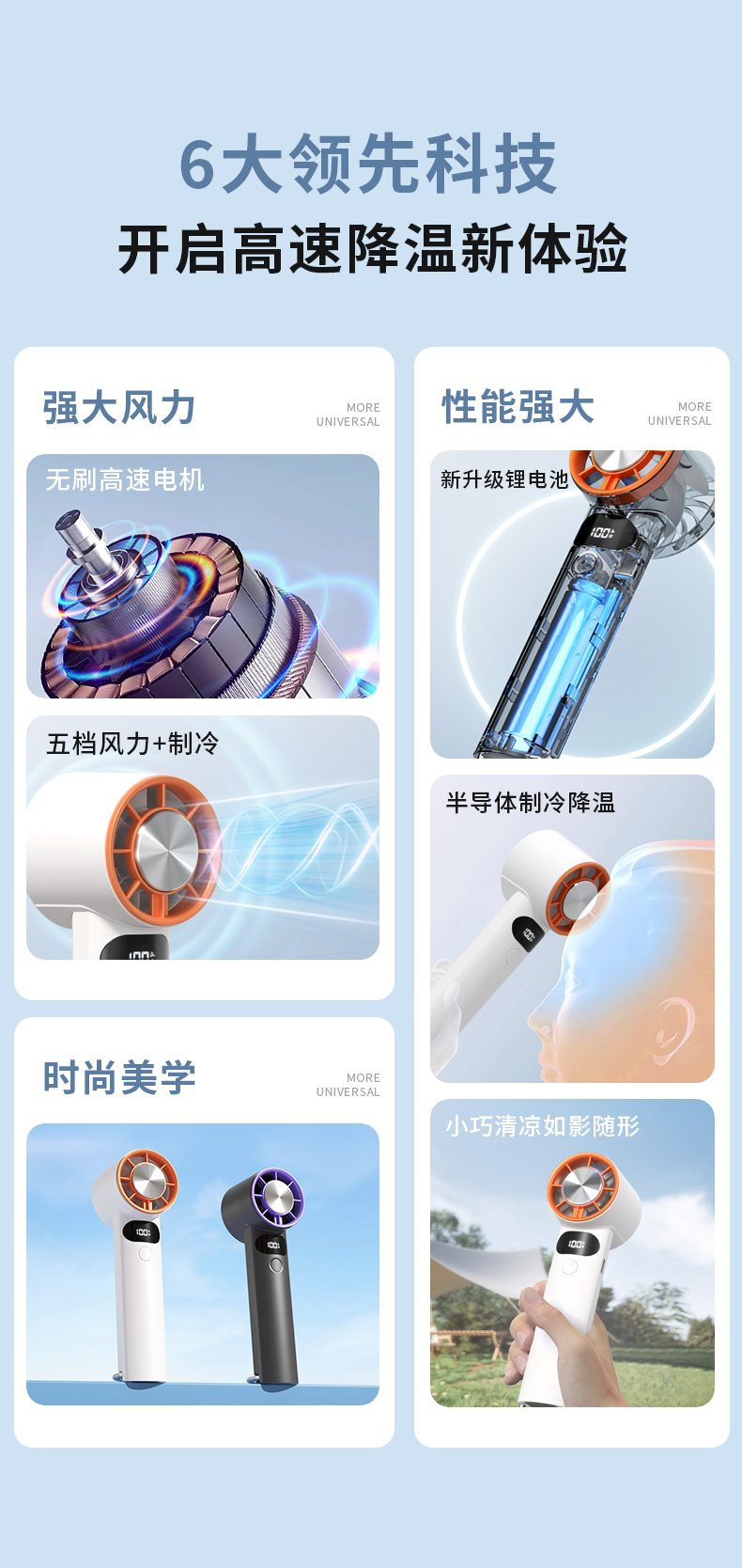 2026 F3256 New Lightweight Ice Compress Function Fan Easy to Carry LED Digital Display Design Handheld and Desktop Dual-usable Fan - Image 3