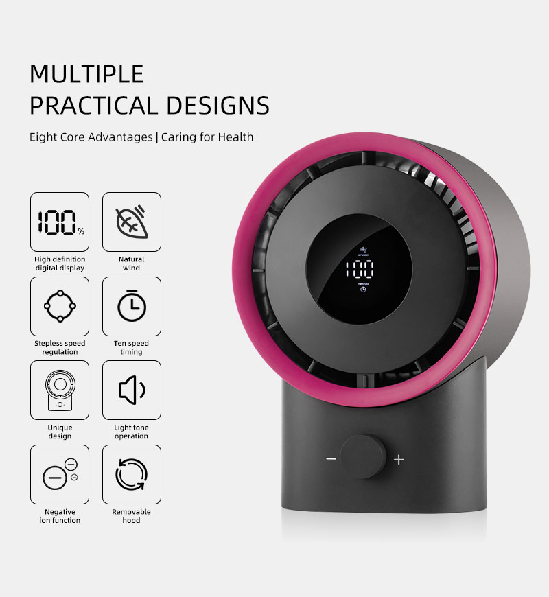 F506 Cover Removable High Speed Motor 100-level Adjustable Strong Wind Air Cooling Fan With Display Rechargeable Desktop Cooler - Image 3