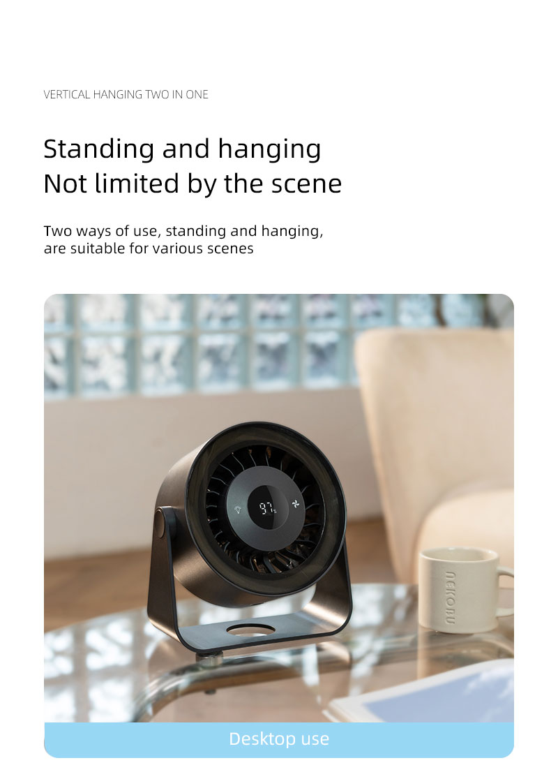 2026 Popular Multi-function Desktop Fan with Digital Display Multi-angle Adjustable Quiet Operation Fan with Wall-mounted Base - Image 4