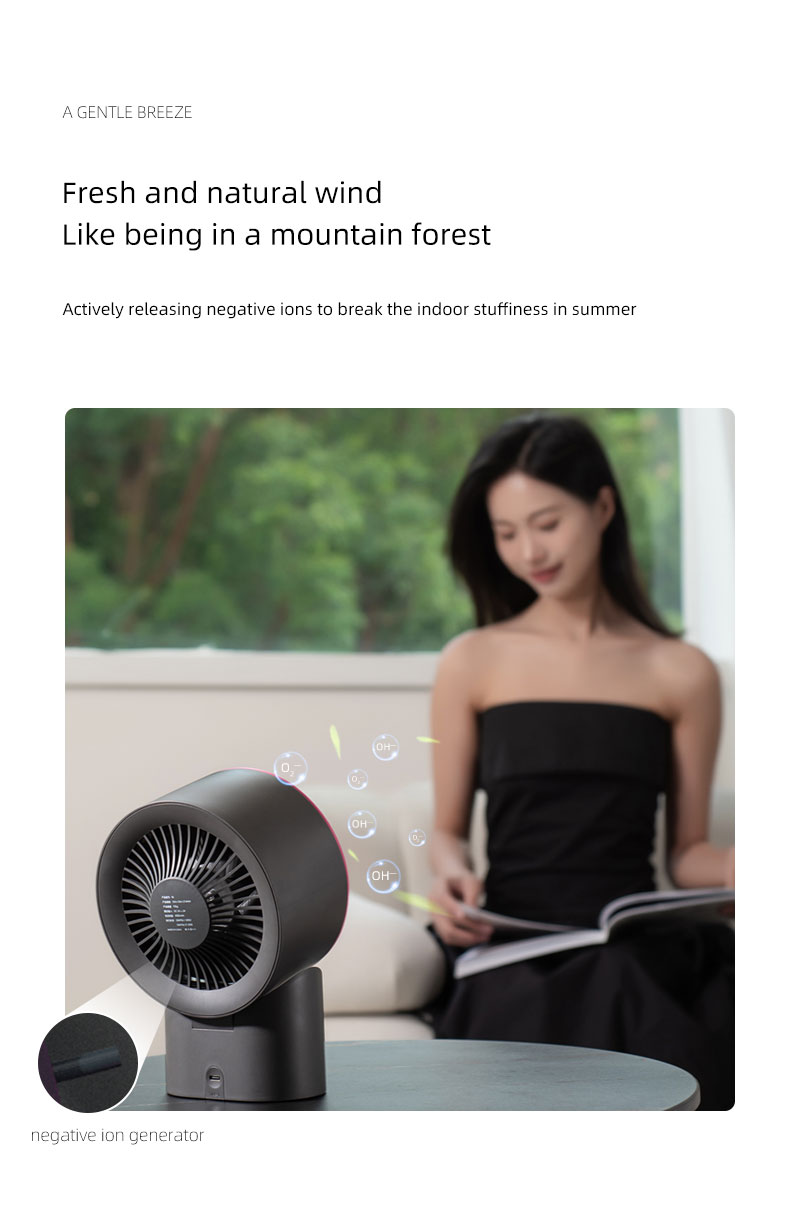 F506 Cover Removable High Speed Motor 100-level Adjustable Strong Wind Air Cooling Fan With Display Rechargeable Desktop Cooler - Image 5