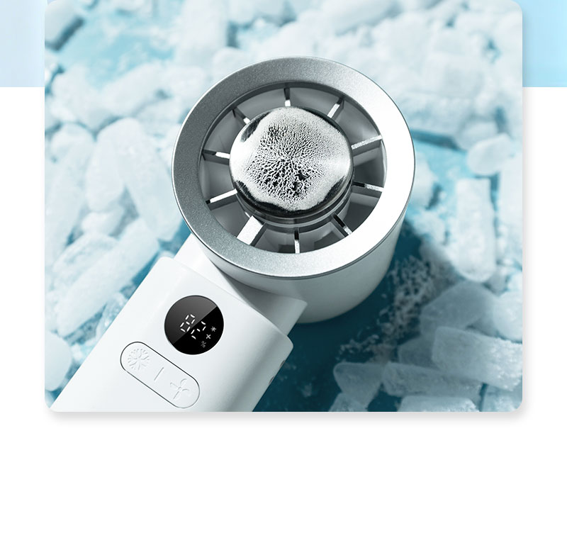 F25Y Latest Strong Wind Force Cold Compress Handheld Fan with LED Digital Display Foldable Desktop Usable Fan with Hidden Carabiner - Image 6