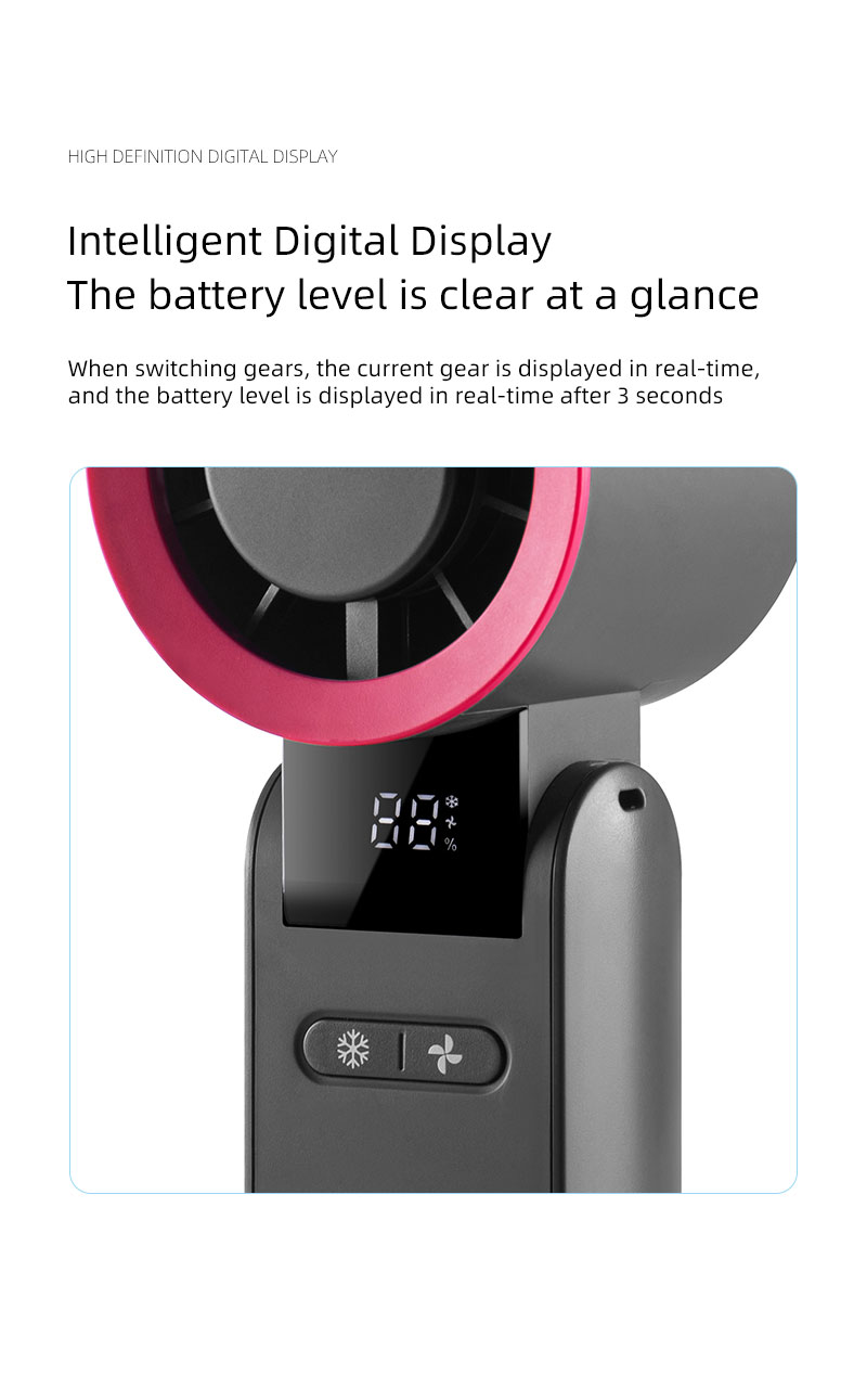 Latest Best-selling Foldable Handheld Fan with High Definition Digital Display Surging Wind Refrigeration Function Portable Fan - Image 7