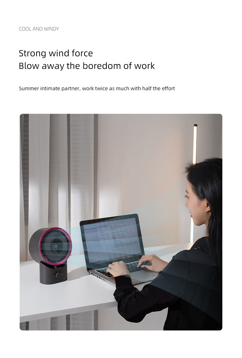 F506 Cover Removable High Speed Motor 100-level Adjustable Strong Wind Air Cooling Fan With Display Rechargeable Desktop Cooler - Image 7