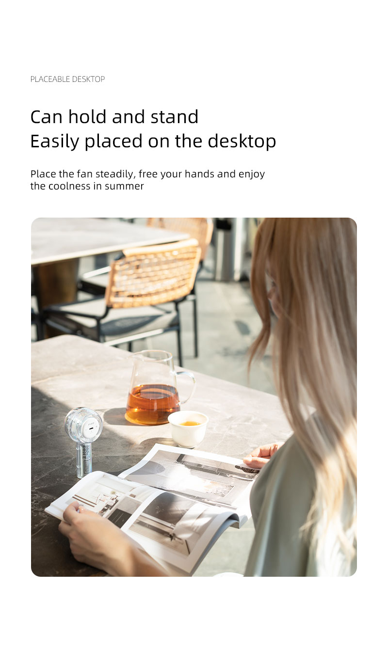 F22Y Popular Transparent Shell Mini Handheld Fan USB Rechargeable and Battery Fan Compact and Portable Fan with Colorful Light - Image 9