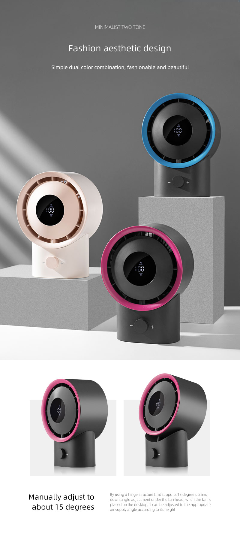 F506 Cover Removable High Speed Motor 100-level Adjustable Strong Wind Air Cooling Fan With Display Rechargeable Desktop Cooler - Image 9