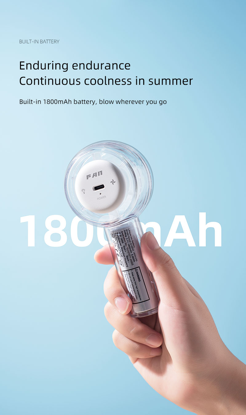 F22Y Popular Transparent Shell Mini Handheld Fan USB Rechargeable and Battery Fan Compact and Portable Fan with Colorful Light - Image 10