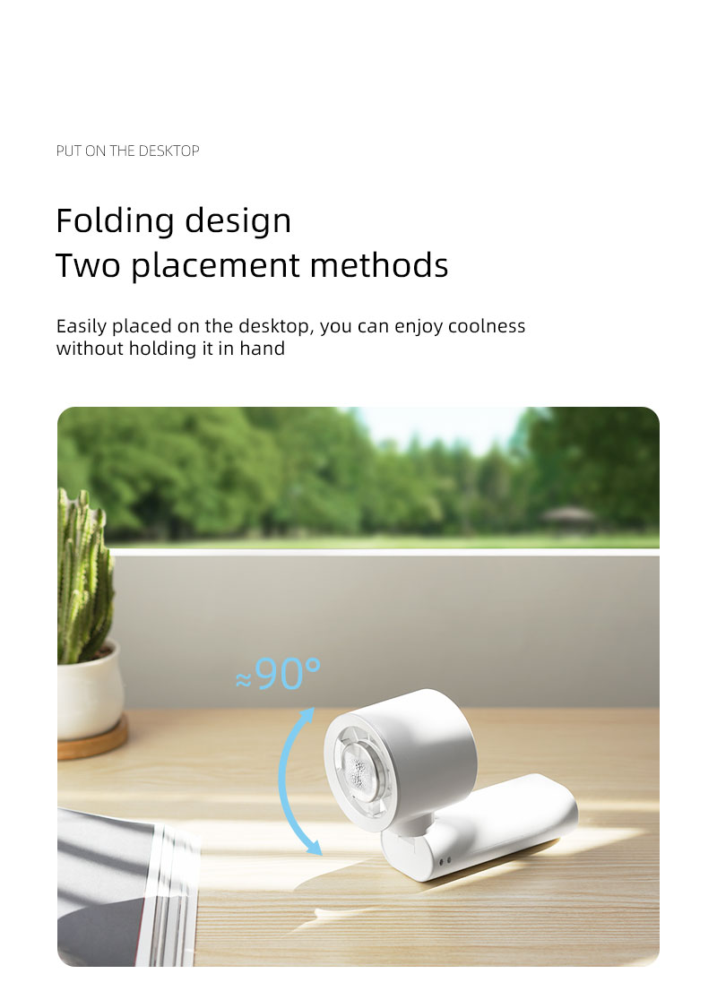 F25Y Latest Strong Wind Force Cold Compress Handheld Fan with LED Digital Display Foldable Desktop Usable Fan with Hidden Carabiner - Image 10