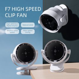 F507 Large Battery Capacity Portable Desktop Clip Fan Sleek-designed Manual Rotating Tabletop Clip Blower Minimalist Desktop Clip Fan