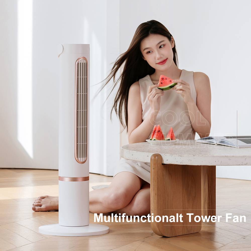 F5 Height Adjustable Tower Fan Remote-controlled Space-saving Strong Wind Fan Portable-handle Sleek-designed 120° Rotatable Cooler - Image 2