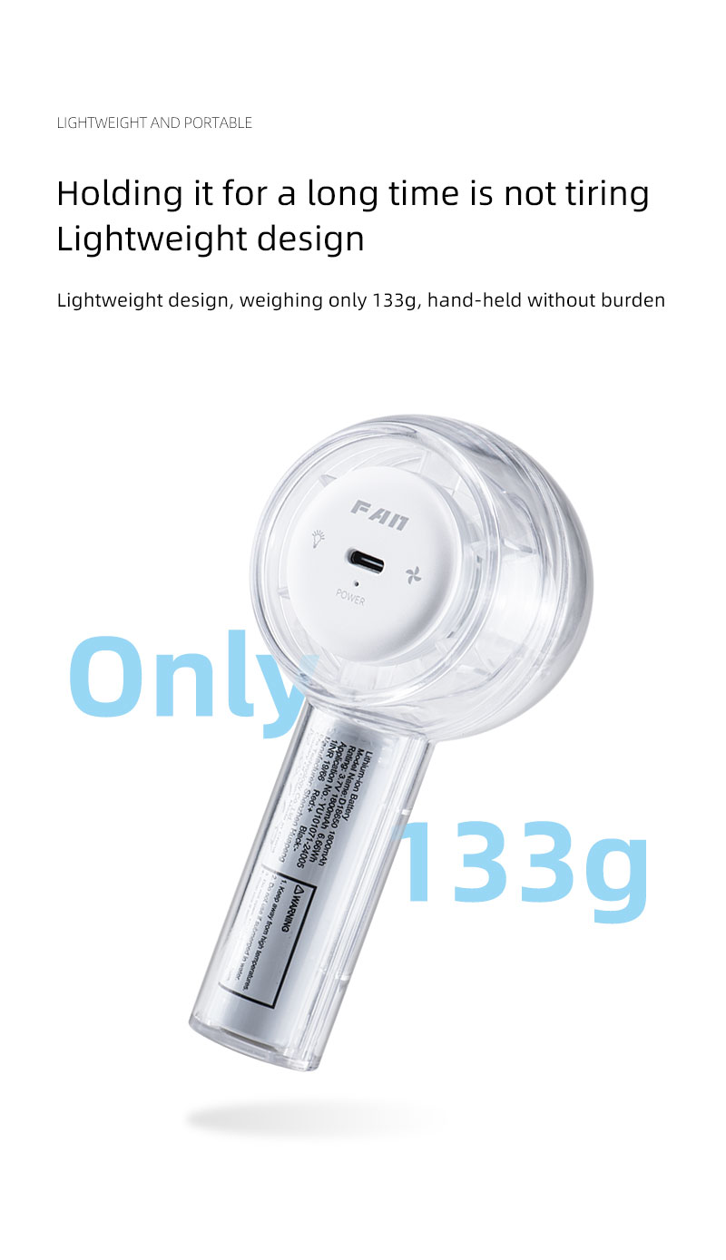 F22Y Popular Transparent Shell Mini Handheld Fan USB Rechargeable and Battery Fan Compact and Portable Fan with Colorful Light - Image 11