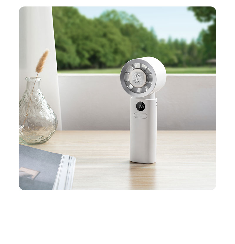 F25Y Latest Strong Wind Force Cold Compress Handheld Fan with LED Digital Display Foldable Desktop Usable Fan with Hidden Carabiner - Image 11