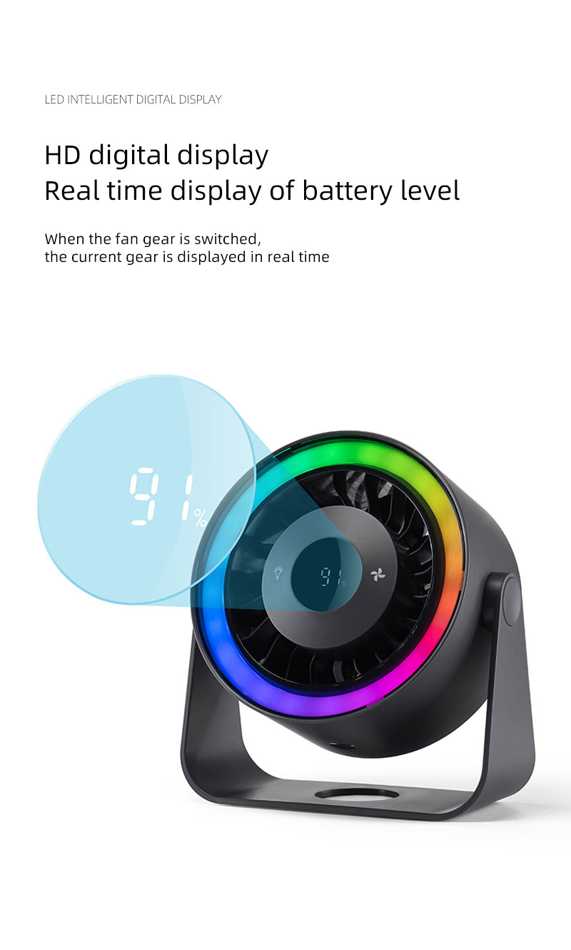 2026 Popular Multi-function Desktop Fan with Digital Display Multi-angle Adjustable Quiet Operation Fan with Wall-mounted Base - Image 13