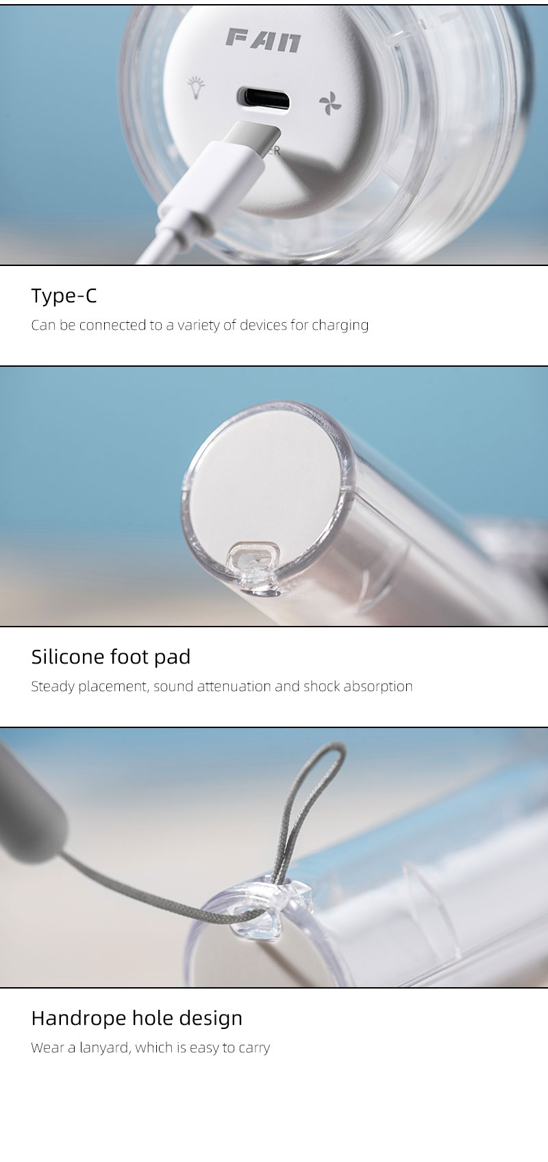 F22Y Popular Transparent Shell Mini Handheld Fan USB Rechargeable and Battery Fan Compact and Portable Fan with Colorful Light - Image 15