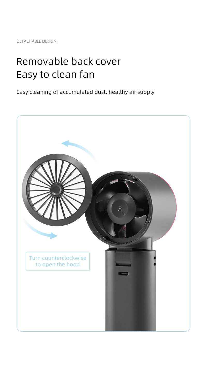 F25Y Latest Strong Wind Force Cold Compress Handheld Fan with LED Digital Display Foldable Desktop Usable Fan with Hidden Carabiner - Image 17