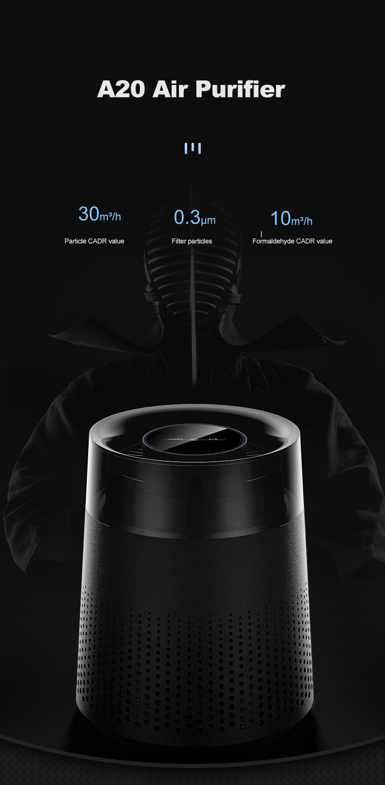 A20 2025 Efficient Smart-sensing Portable Air Purifier Powerful-purification Precision-monitoring Multi-functional Air Purifier - Image 2