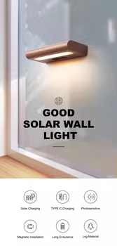 HB035/HB036Practical Portable Lightweight Solar Charging Night Lamp Desktop or Magnetic Wall Multi-scenario Usable Night Light - Image 2