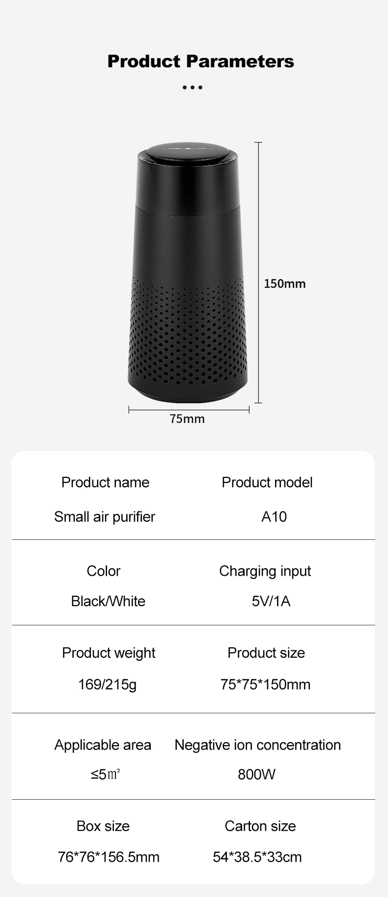 A10 Portable Powerful-built-in Negative Ion Sterilization Car Air Purifier Efficient Reliable Activated Carbon Desktop Air Purifier - Image 3