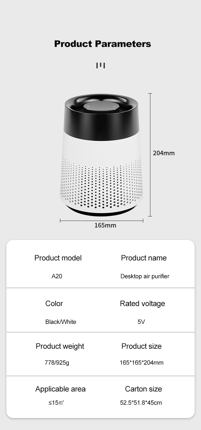 A20 2025 Efficient Smart-sensing Portable Air Purifier Powerful-purification Precision-monitoring Multi-functional Air Purifier - Image 12