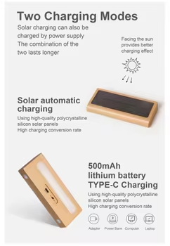 HB035/HB036Practical Portable Lightweight Solar Charging Night Lamp Desktop or Magnetic Wall Multi-scenario Usable Night Light - Image 9