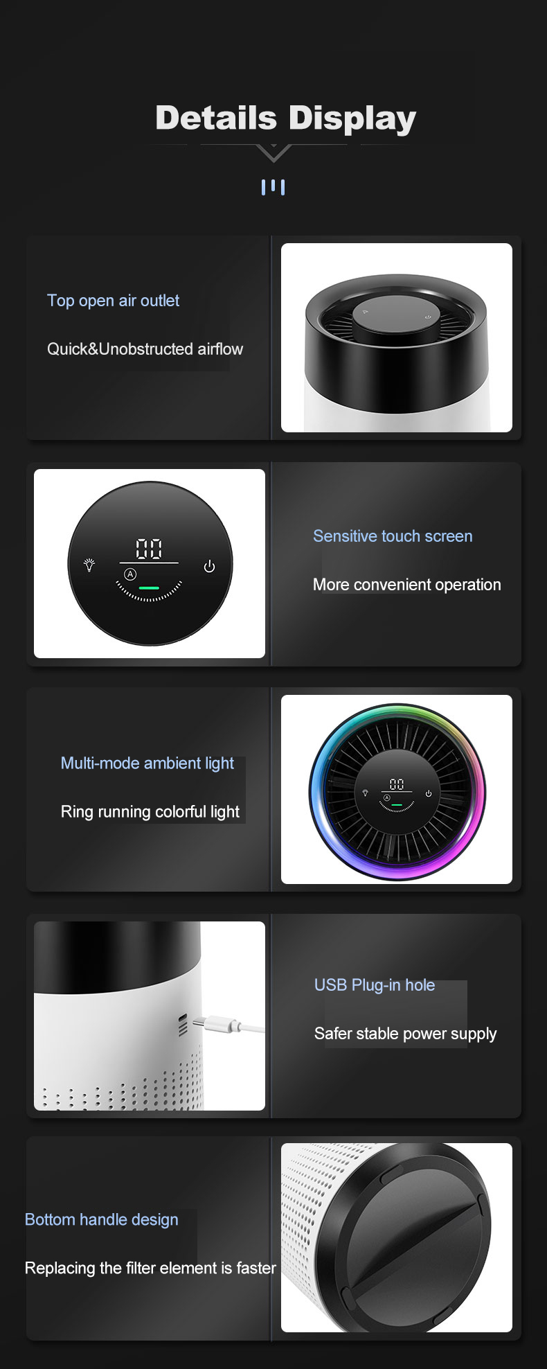 A20 2025 Efficient Smart-sensing Portable Air Purifier Powerful-purification Precision-monitoring Multi-functional Air Purifier - Image 10