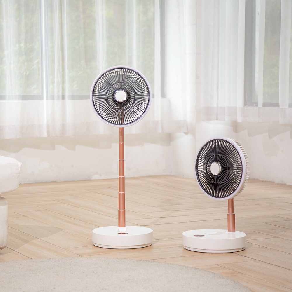 F3 2025 Practical Retractable Foldable Floor Fan with Ring Light Rotatable 180° High-performance Floor Fan Fast-charging Floor Fan