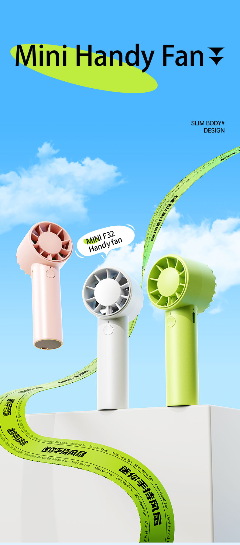 F32 Best-selling Quiet-operation Popular Mini Handheld Fan Easy to Carry Without Burden Pocket-sized Surging Wind Force Handheld Fan - Image 2