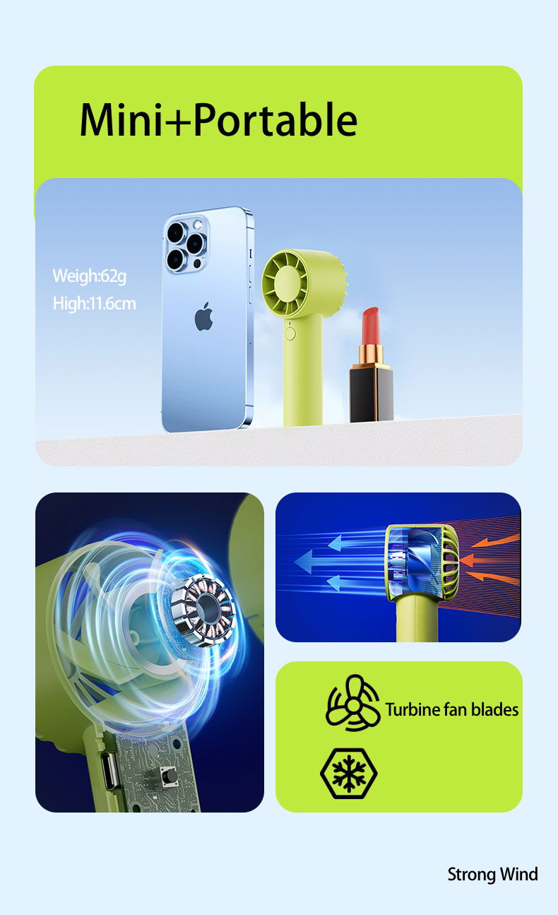 F32 Best-selling Quiet-operation Popular Mini Handheld Fan Easy to Carry Without Burden Pocket-sized Surging Wind Force Handheld Fan - Image 3