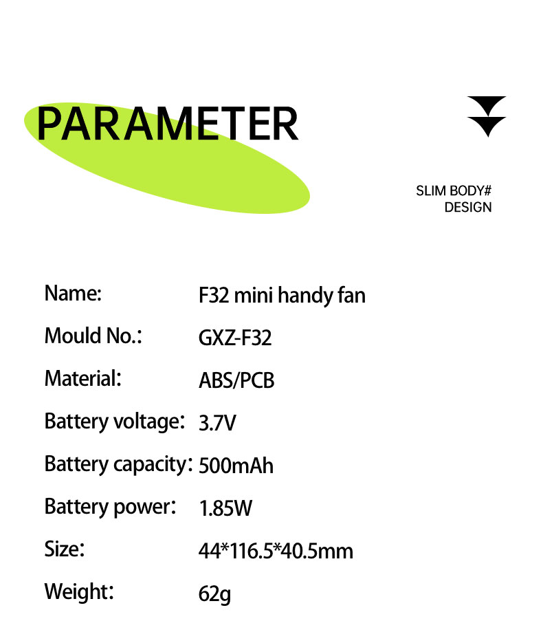 F32 Best-selling Quiet-operation Popular Mini Handheld Fan Easy to Carry Without Burden Pocket-sized Surging Wind Force Handheld Fan - Image 10