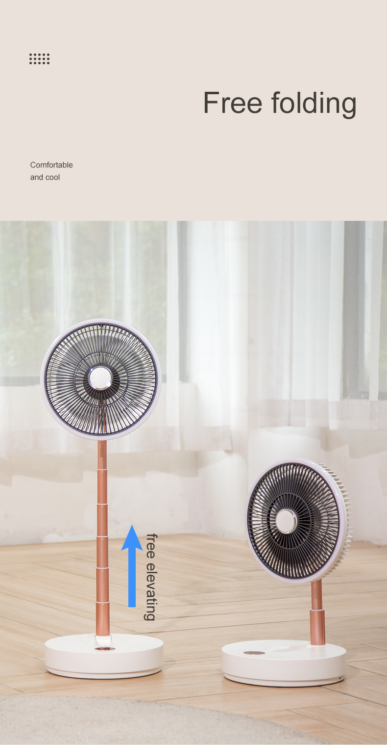 F3 2025 Practical Retractable Foldable Floor Fan with Ring Light Rotatable 180° High-performance Floor Fan Fast-charging Floor Fan - Image 6