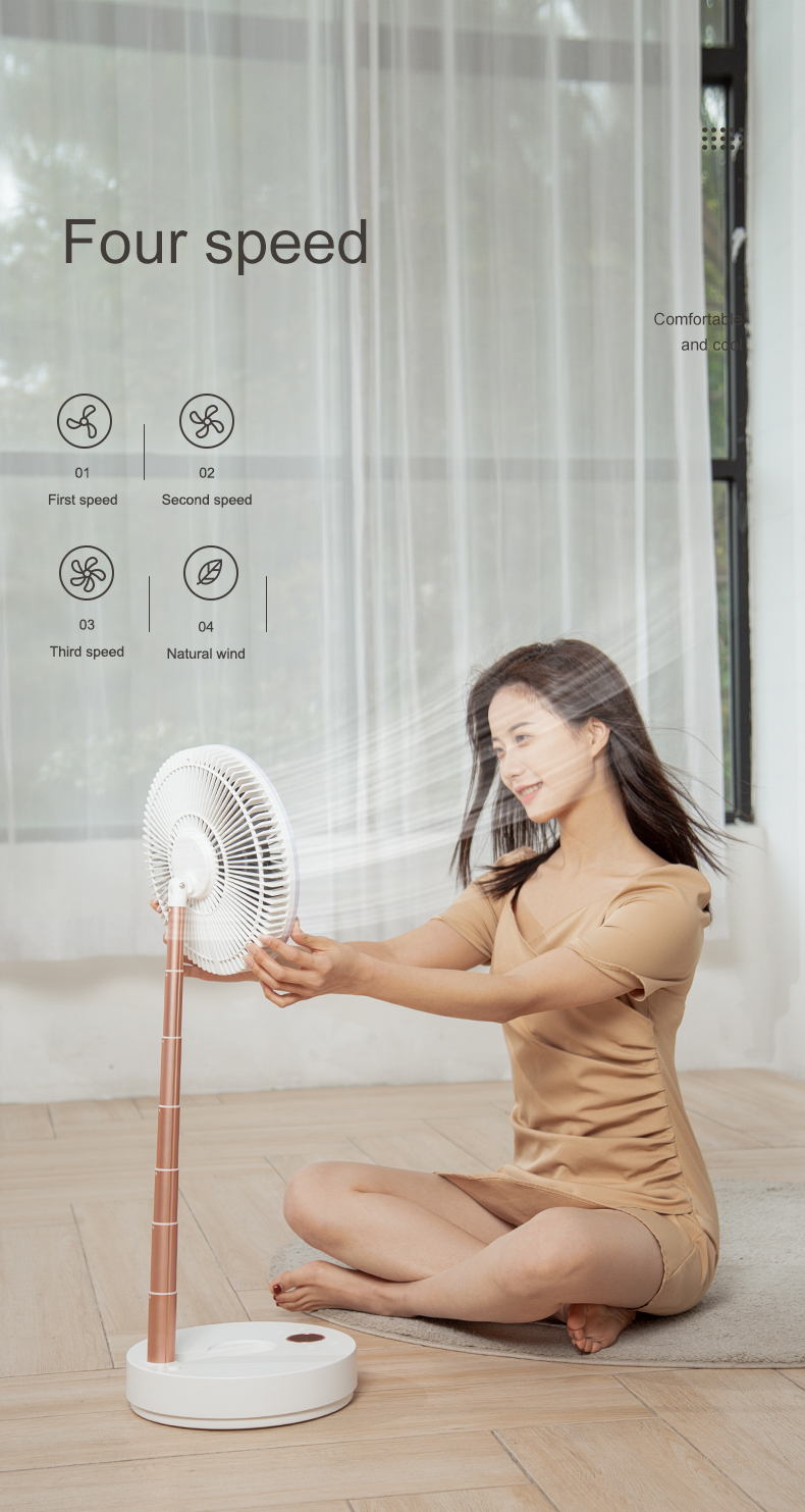 F3 2025 Practical Retractable Foldable Floor Fan with Ring Light Rotatable 180° High-performance Floor Fan Fast-charging Floor Fan - Image 11