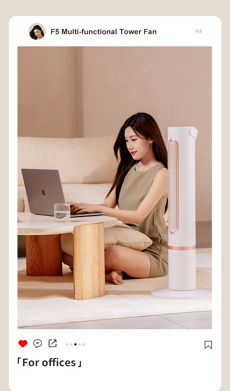 F5 Height Adjustable Tower Fan Remote-controlled Space-saving Strong Wind Fan Portable-handle Sleek-designed 120° Rotatable Cooler - Image 15