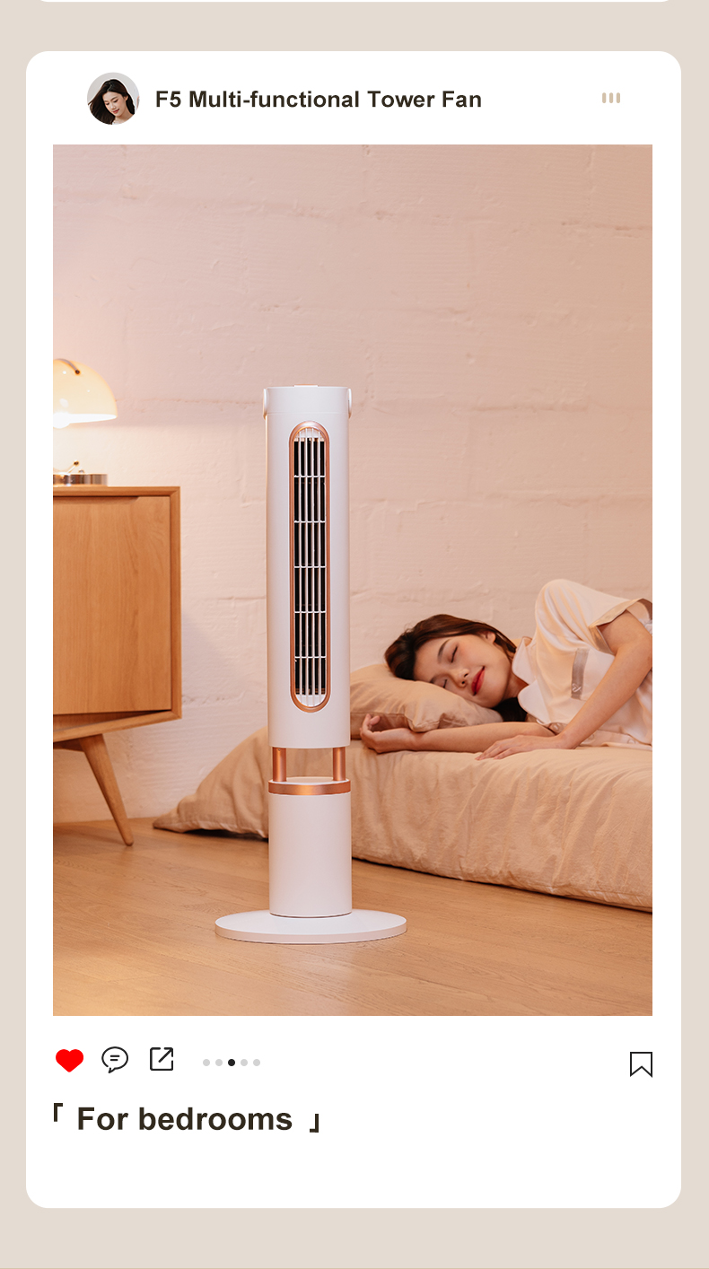 F5 Height Adjustable Tower Fan Remote-controlled Space-saving Strong Wind Fan Portable-handle Sleek-designed 120° Rotatable Cooler - Image 16