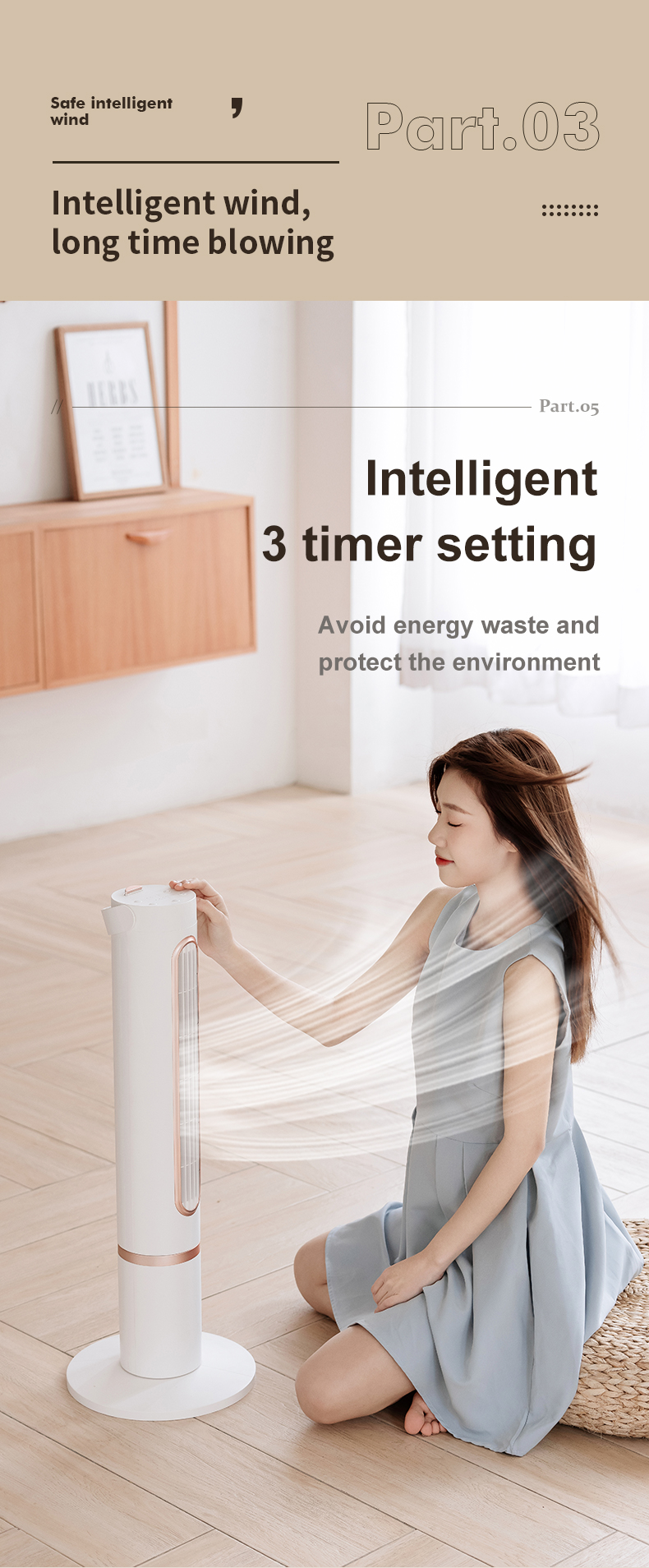 F5 Height Adjustable Tower Fan Remote-controlled Space-saving Strong Wind Fan Portable-handle Sleek-designed 120° Rotatable Cooler - Image 17