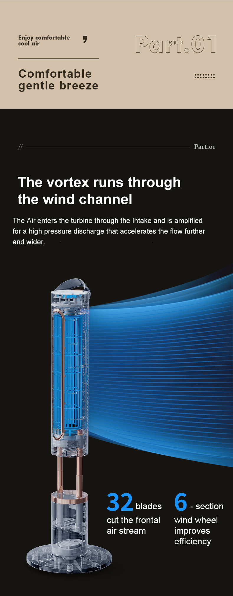 F5 Height Adjustable Tower Fan Remote-controlled Space-saving Strong Wind Fan Portable-handle Sleek-designed 120° Rotatable Cooler - Image 6