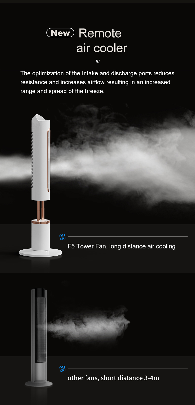 F5 Height Adjustable Tower Fan Remote-controlled Space-saving Strong Wind Fan Portable-handle Sleek-designed 120° Rotatable Cooler - Image 7