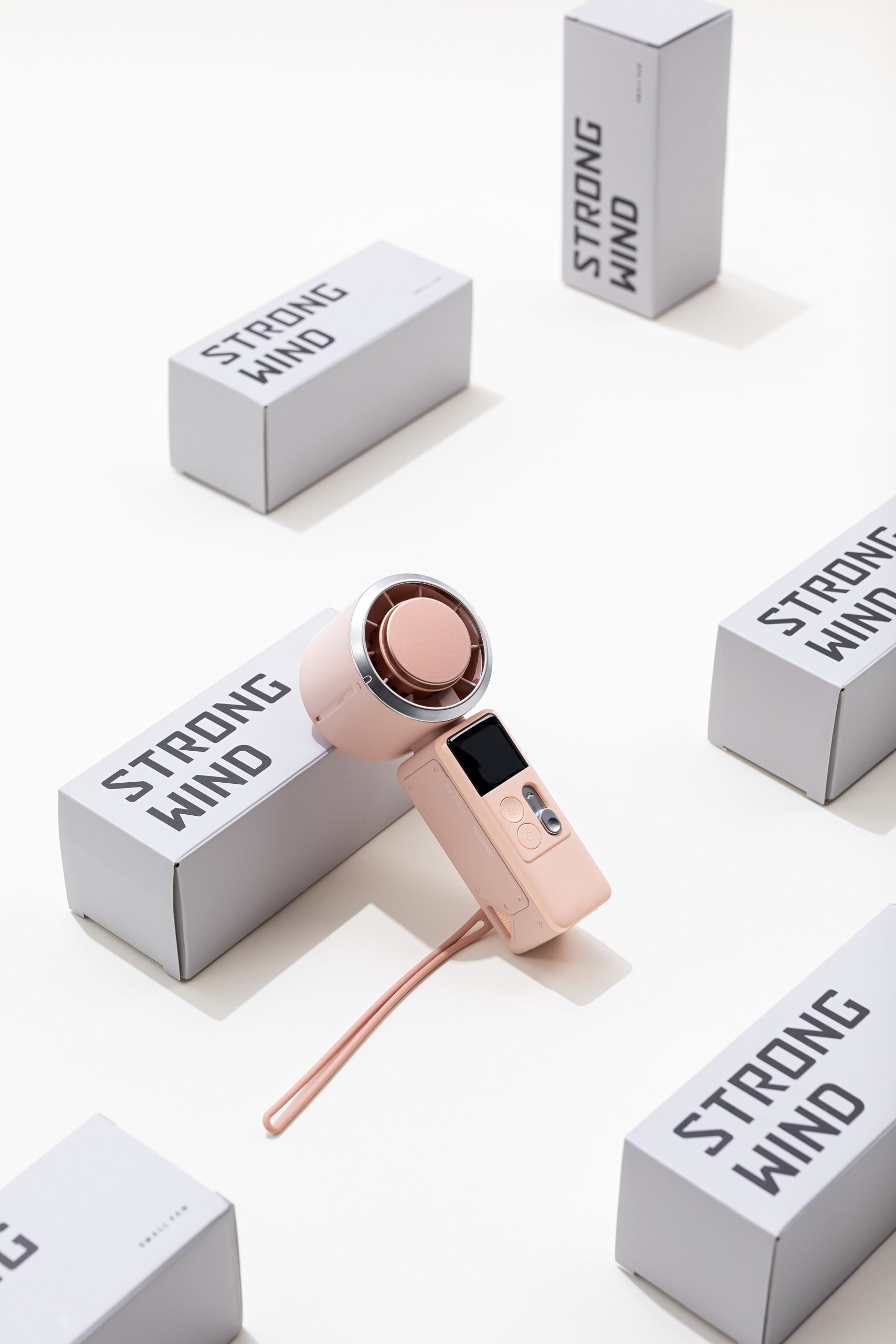 2026 F612 New Developed Cooling Handheld Fan with Square LED Digital Display and Lanyard Handheld and Desktop Dual-usable Fan - Image 3