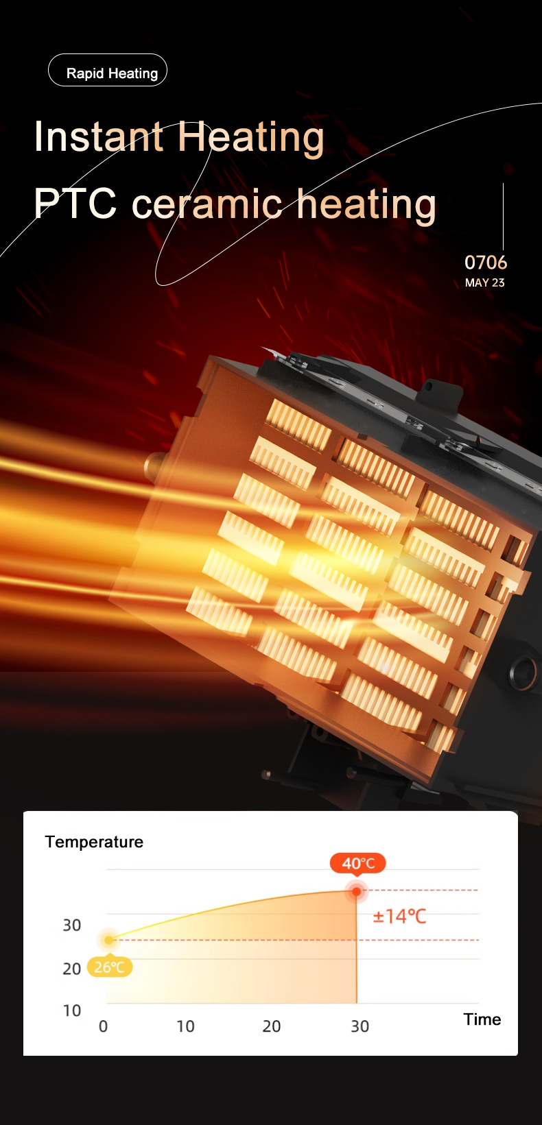 N7 Minimalist Practical Heater Rapid Warming Heater Unique Design Heater Anti-true Flame LED Effect Heating Device with a Handle - Image 6