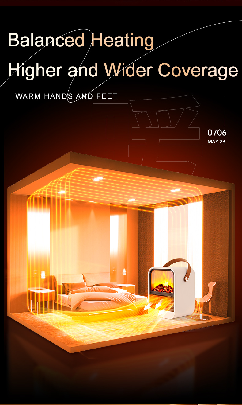 N7 Minimalist Practical Heater Rapid Warming Heater Unique Design Heater Anti-true Flame LED Effect Heating Device with a Handle - Image 8