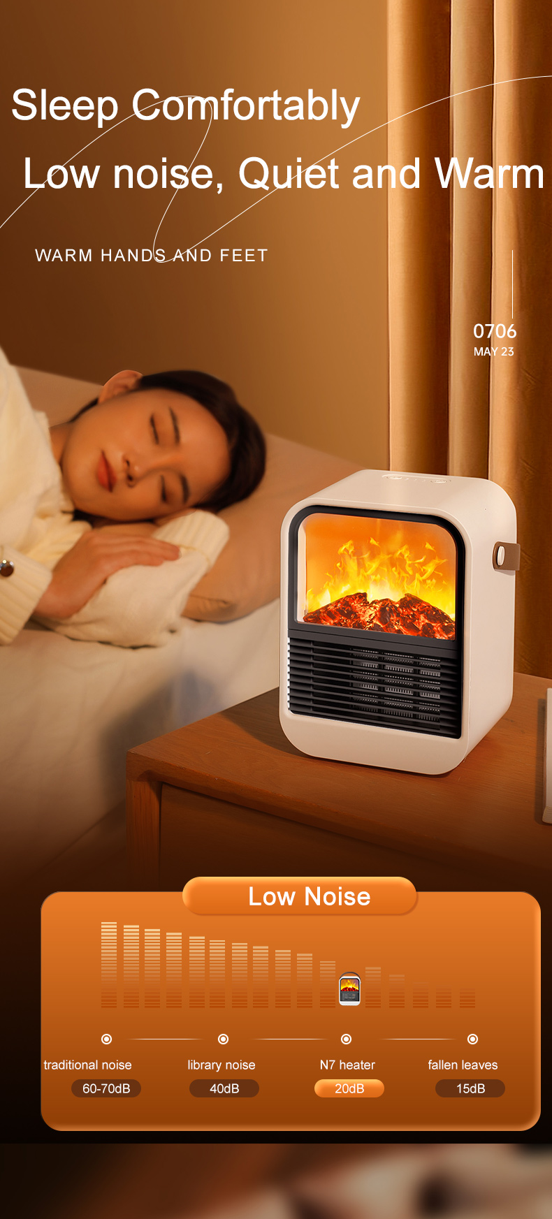 N7 Minimalist Practical Heater Rapid Warming Heater Unique Design Heater Anti-true Flame LED Effect Heating Device with a Handle - Image 9