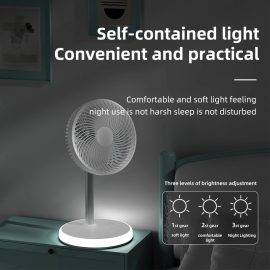 P6 Convenient Height Adjustable Rotatable Rechargeable Desktop Fan With Night Light Air Cooling Fan Home Office Floor Standing Fan