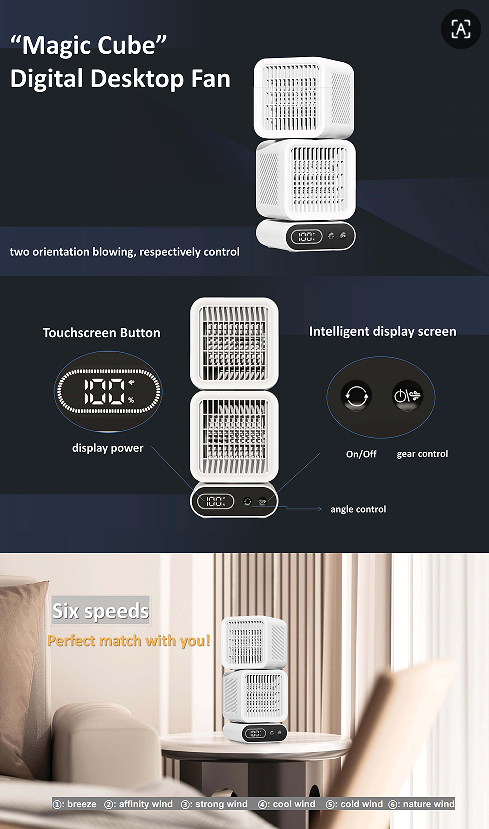 2025 Best-selling Unique Style Desktop Fan with Intelligent Display Screen Strong Wind Force Automatically Oscillating Blower - Image 7