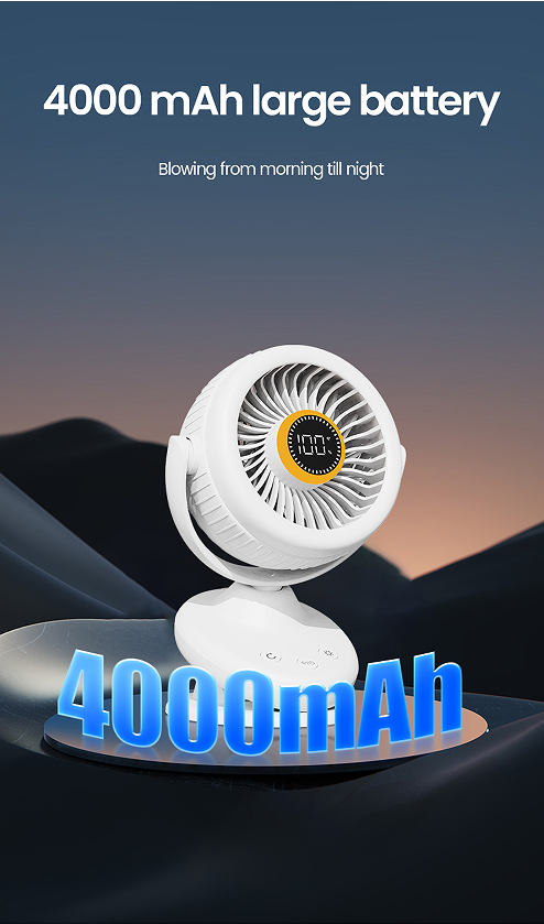 Z11 6 Gears Wind Speed Adjustable Multi-function Clip-on Fan Automatically Oscillating Desktop Fan Quiet Operating Fan with Light - Image 4