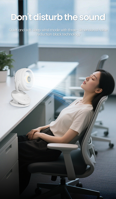 Z11 6 Gears Wind Speed Adjustable Multi-function Clip-on Fan Automatically Oscillating Desktop Fan Quiet Operating Fan with Light - Image 6