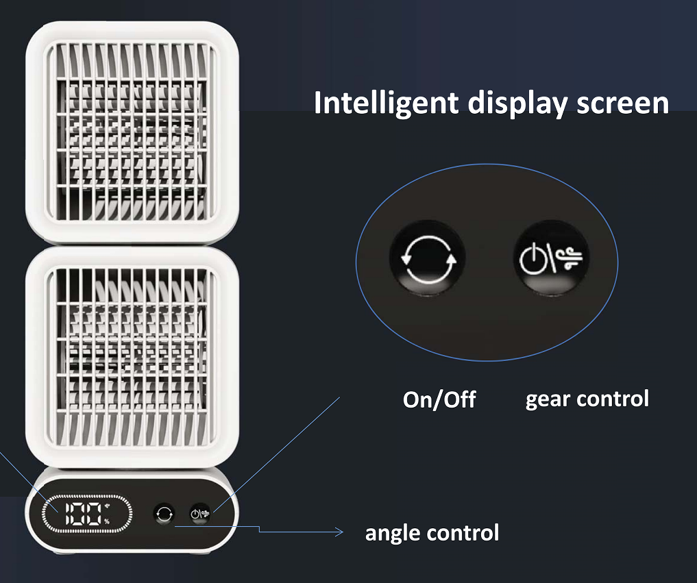 2025 Best-selling Unique Style Desktop Fan with Intelligent Display Screen Strong Wind Force Automatically Oscillating Blower - Image 3