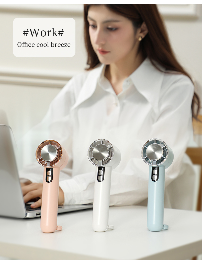 H06 Convenient Handheld Cooling Fan Portable and Lightweight Blower with Carabiner Handheld and Desktop Dual-usable Strong Wind Fan