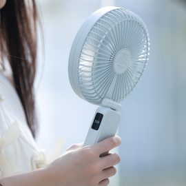 C10 2026 Latest Minimalist Design Fan Folding Handheld and Desktop Dual-usable Fan Low-noise Operating Fan with a Hidden Carabiner