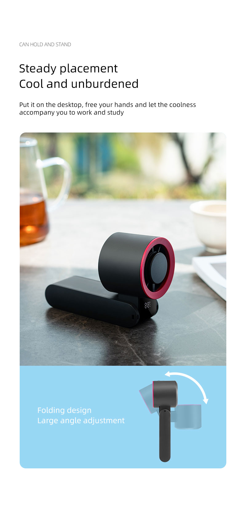 F23Y 2026 Latest Popular Foldable Handheld Ice Compress Fan with High Definition Digital Display Surging Wind Force Portable Fan - Image 14
