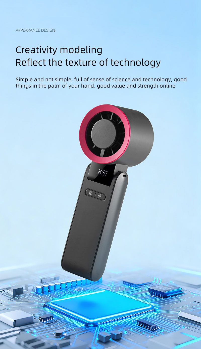 F23Y 2026 Latest Popular Foldable Handheld Ice Compress Fan with High Definition Digital Display Surging Wind Force Portable Fan - Image 6