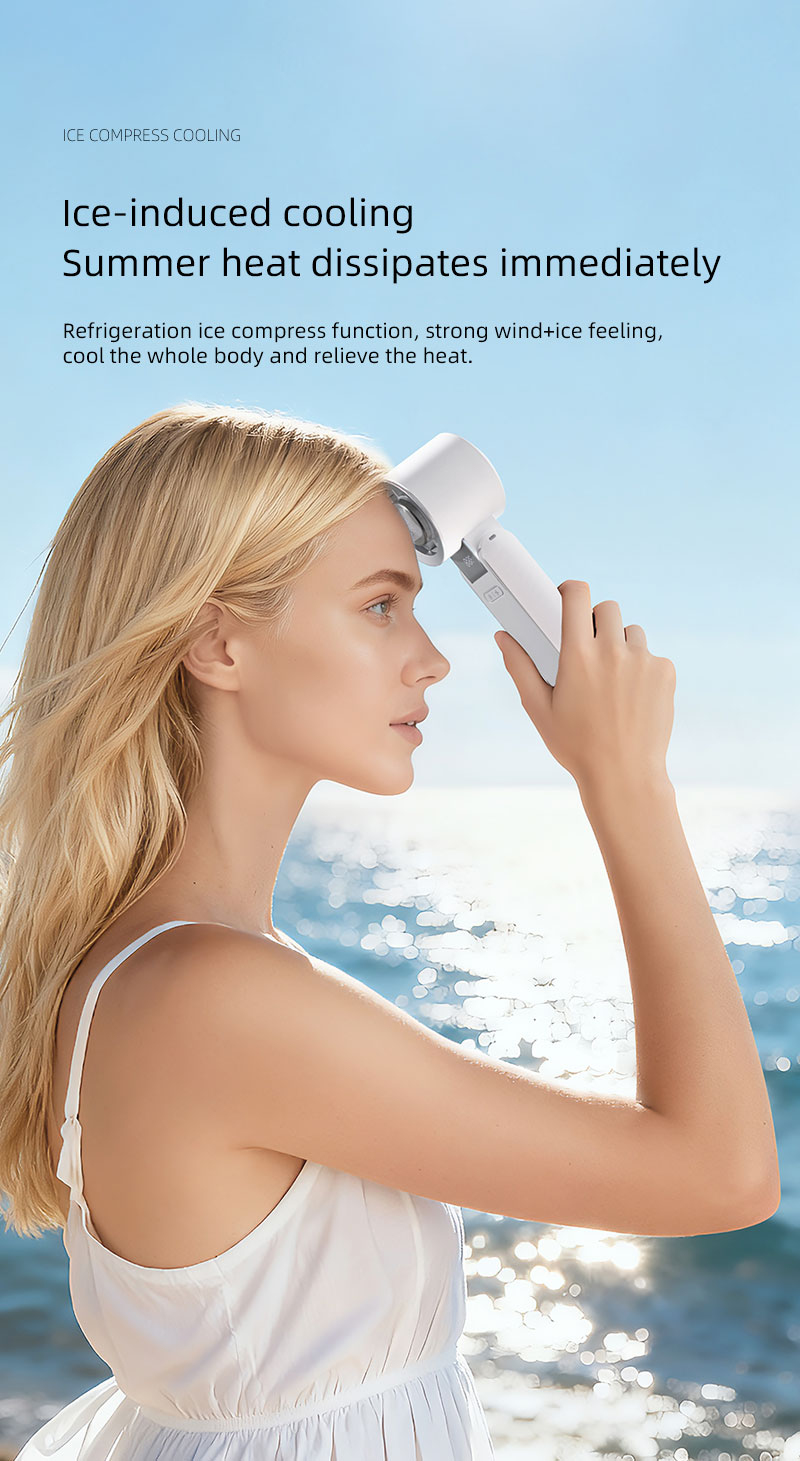 F23Y 2026 Latest Popular Foldable Handheld Ice Compress Fan with High Definition Digital Display Surging Wind Force Portable Fan - Image 10